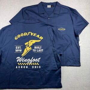 Lot of 2 NEW Goodyear Wingfoot Mechanic Work Shirt Men 2XL Navy Button Up Garage